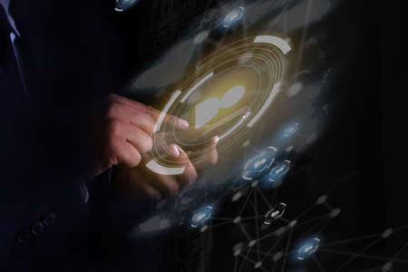 Businessman touching network  data  people international networking communication customerの写真素材