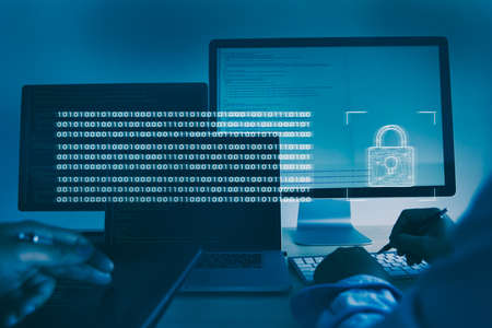 CYBER SECURITY Business technology secure Firewall Antivirus Alert Protection Security and Cyber...