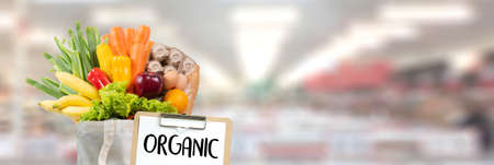 Organic grocery shopping fruits and vegetables Healthy Deliciousの写真素材