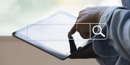 ICT(Information Communication Technology) businessman using Searching Browsing Internet internet of...