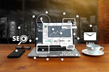DIGITAL MARKETING new startup project MILLENNIALS Business team hands at work with financial reports...