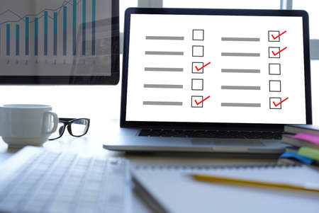 businessman SURVEY and Results Analysis Discovery Conceptの写真素材