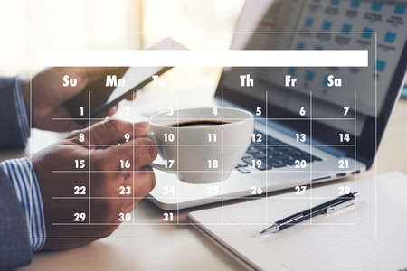 Agenda Activity on conputer Business man Making Agenda Information Calendar Events and Meeting Organizerの写真素材
