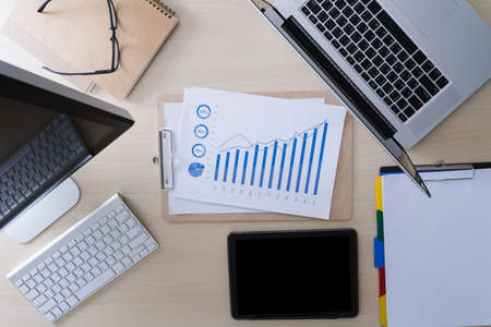 analyzing the work Accounting on Laptop  investment concept.の写真素材