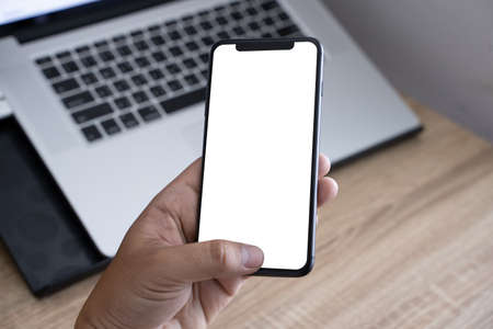 Close up man hands using smart phone Technology and phone technology trends