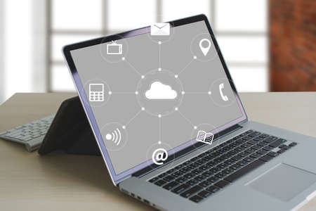 Cloud Service (Cloud Computing diagram on the new computer interface)の写真素材