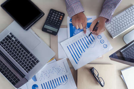 teamwork  reports  accounting concept analyzing  financialの写真素材