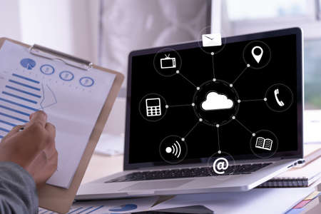 Cloud Service (Cloud Computing diagram on the new computer interface)