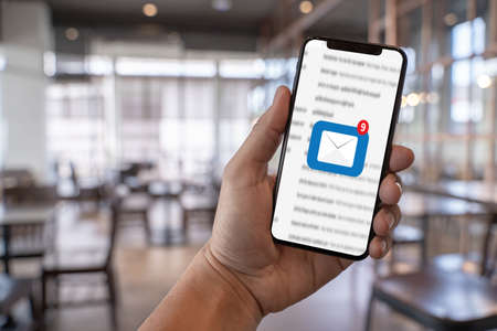 Mail Communication Connection message to mailing contacts phone Global Letters Conceptの写真素材