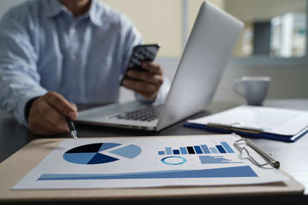 Customer Marketing Sales Dashboard Graphics Concept Business Man Sales Increase Revenue Sharesの写真素材