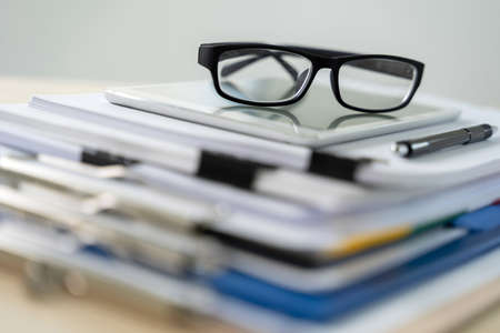 business concept Stack of documents graph financial to job succesの写真素材