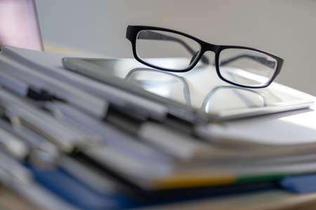 Businessman working reading documents graph financial to job succes Analyze document plansの写真素材