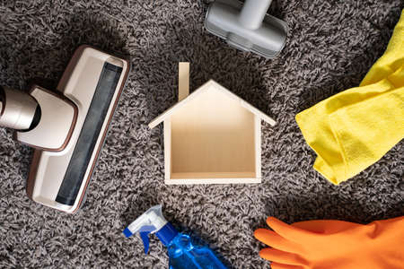 Home cleaning concept  with supplies Cleaner At Home