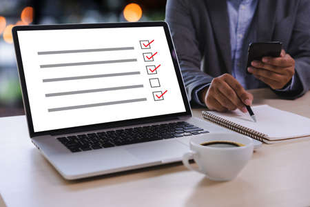 businessman SURVEY and Results Analysis Discovery Conceptの写真素材