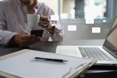 Mail Communication Connection message to mailing contacts phone Global Letters Conceptの写真素材