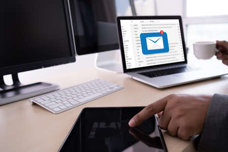 Mail Communication Connection message to mailing contacts phone Global Letters Conceptの写真素材
