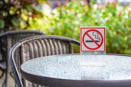 No smoking sign in a cafe and the parkの写真素材