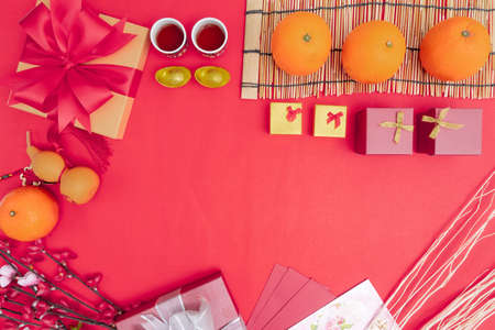 Chinese new year festival decorations healthy and wealth orange