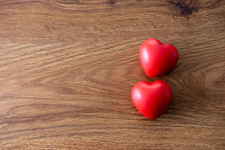 Valentine's Day Hearts On Weathered Wood table  Soft Romanticの写真素材
