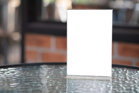 Stand Mock up Menu frame tent card blurred background design key visual layout