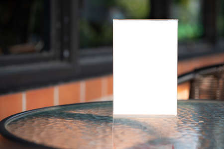 Stand Mock up Menu frame tent card blurred background design key visual layout