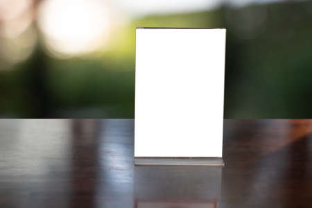 Stand Mock up Menu frame tent card blurred background design key visual layout