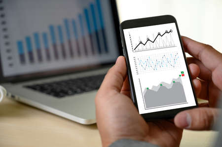 business man work chart schedule or planning financial report data methodologyの写真素材