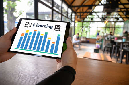website woman sitting  inscription  E-learning Education Internet Online education e-learning