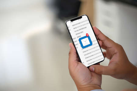 Mail Communication Connection message to mailing contacts phone Global Letters Conceptの写真素材