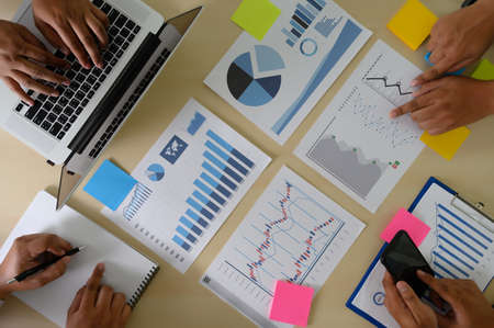 research stock market chart paper for analysis Brainstorm Meeting researchの写真素材