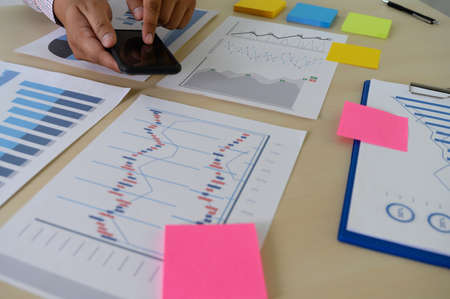 research stock market chart paper for analysis Brainstorm Meeting researchの写真素材