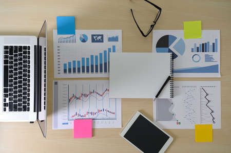 research stock market chart paper for analysis Brainstorm Meeting researchの写真素材