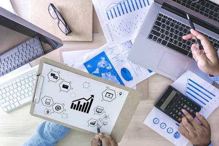 Marketing concept Business man startup project DIGITAL MARKETINGの写真素材