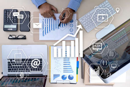 Marketing concept Business man startup project DIGITAL MARKETINGの写真素材