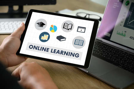 ONLINE LEARNING website on tablet computerの写真素材