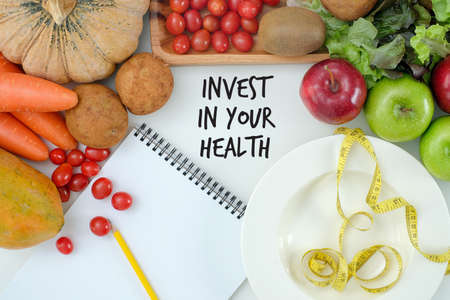 Invest in your health , Healthy lifestyle concept with diet and fitness , Get fit in  , fitness...
