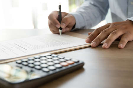 documents  paperwork stack of business paper documents on office on desk accounting paper fileの写真素材