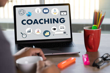COACHING Training Planning Learning education Coaching Business  communication  man of business knowledgeの写真素材