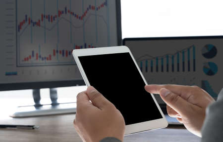 Laptop with blank screen and laptop with blank copy space screen for your advertising text messageの写真素材