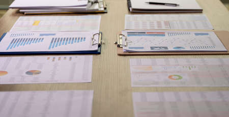 Financial accounting with calculator and financial data calculating finance, tax balance man assistant accountingの写真素材