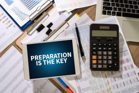 BE PREPARED and PREPARATION IS THE KEY plan, prepare, performの写真素材
