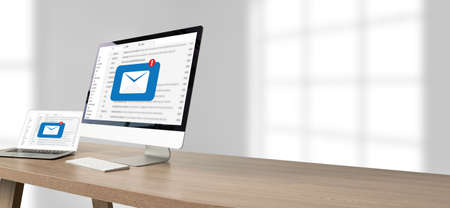 Mail Communication Connection message to mailing contacts phone Global Letters Concept computer...