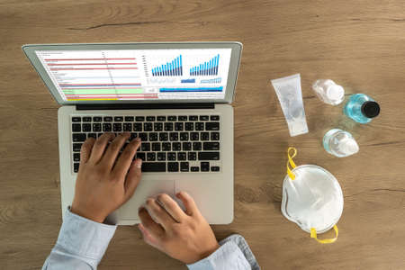 corona virus prevention, hygiene to stop spreading Coronavirus masks and  hand sanitizer gel hygiene corona virus protectionの写真素材