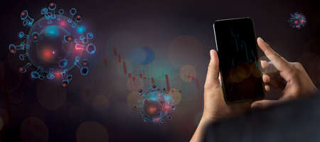 The coronavirus stock exchanges Finance and invest concept financial graphs and statistics
