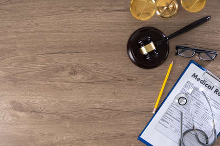 medical doctor writing prescription physician with stethoscope prescribing treatmentの写真素材