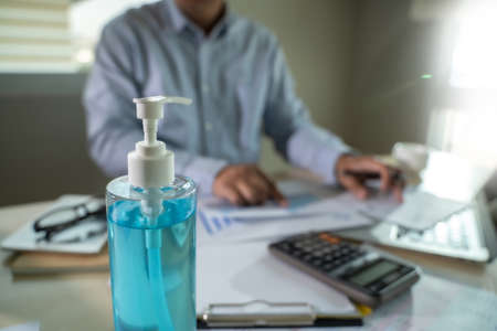 man working from home lockdownの写真素材