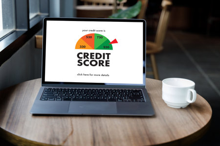 CREDIT SCORE (Businessman Checking Credit Score Online and Financial payment Rating Budget Money)の写真素材