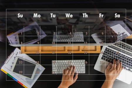 Businessman manage files documentation working modern computer Document Management System  transfer fileの写真素材