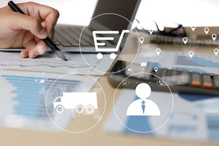 Document Management System (DMS) Businessman working manage files documentation