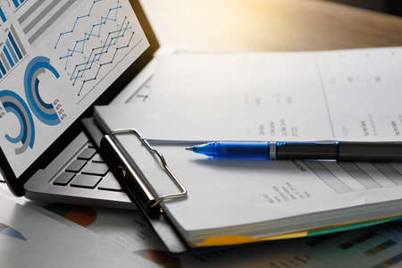 piggy bank and graph chart investment finance and business concept  business and analyzing financial...